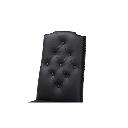 Leather Button-Tufted Nail heads Trim Dining Chair (Set of 2)