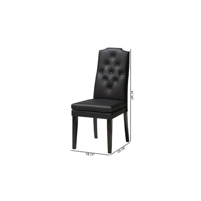 Leather Button-Tufted Nail heads Trim Dining Chair (Set of 2)