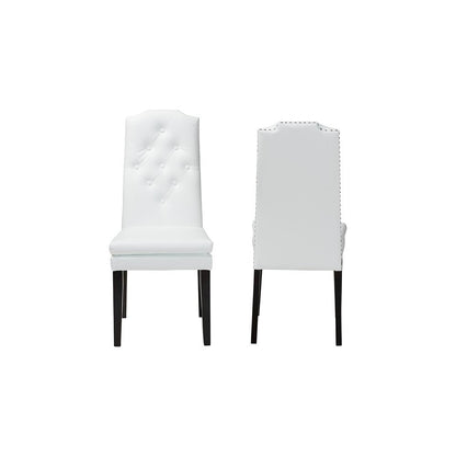Leather Button-Tufted Nail heads Trim Dining Chair (Set of 2)
