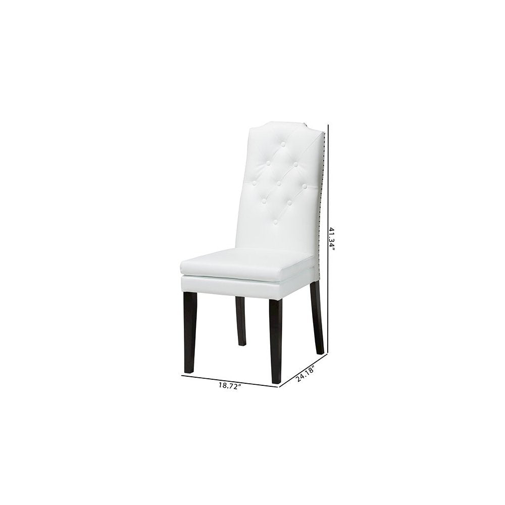 Leather Button-Tufted Nail heads Trim Dining Chair (Set of 2)