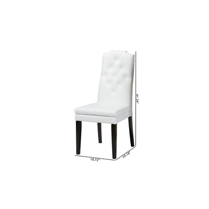 Leather Button-Tufted Nail heads Trim Dining Chair (Set of 2)