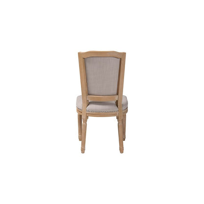 Cottage Weathered Oak Beige Fabric Button-tufted Upholstered Dining Chair