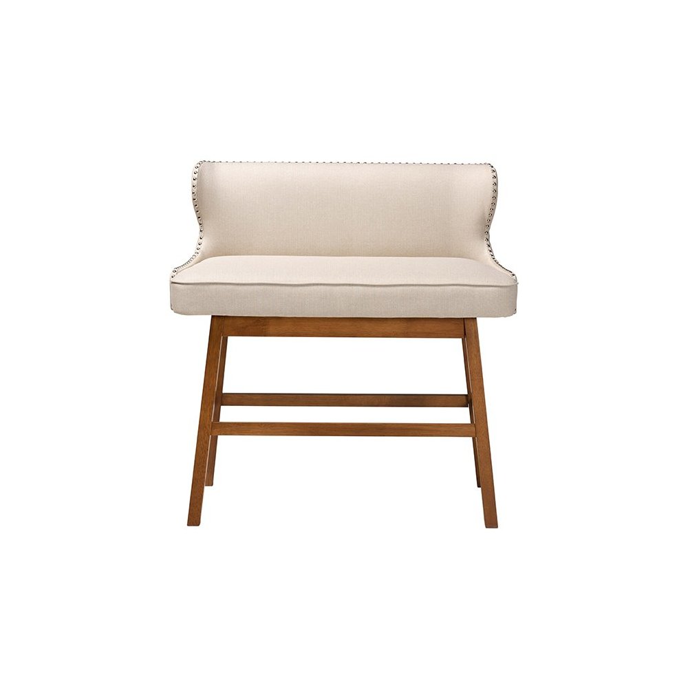 Light Beige Fabric Button-tufted Upholstered Bar Bench Banquette