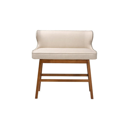 Light Beige Fabric Button-tufted Upholstered Bar Bench Banquette