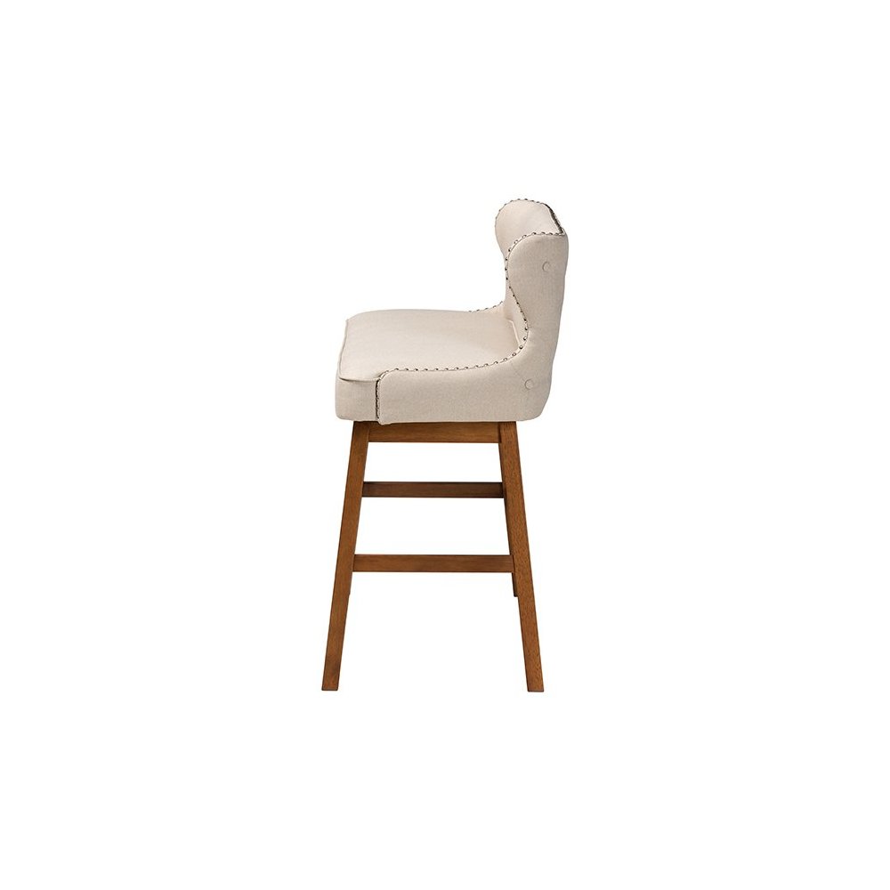 Light Beige Fabric Button-tufted Upholstered Bar Bench Banquette