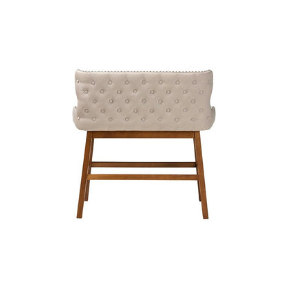 Light Beige Fabric Button-tufted Upholstered Bar Bench Banquette