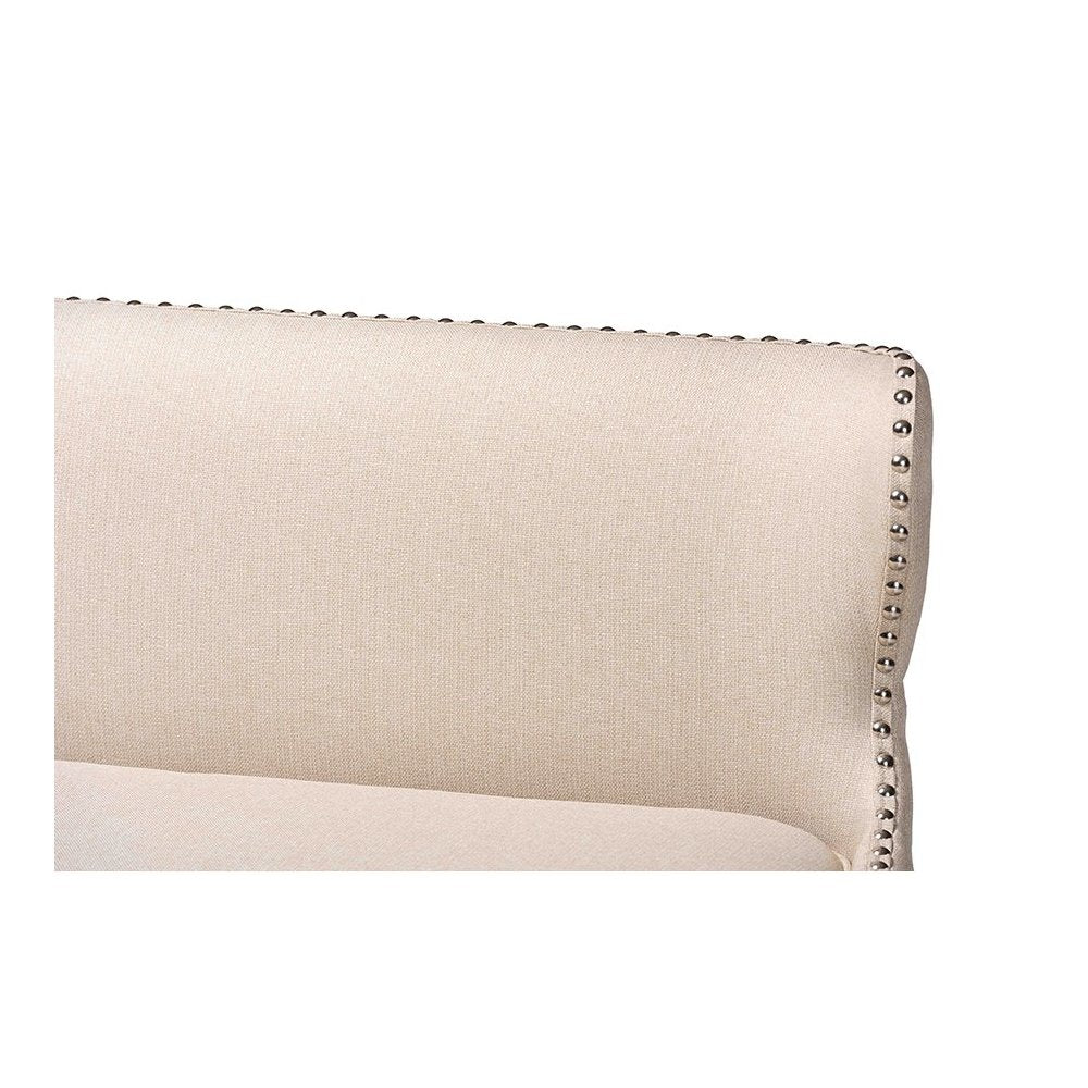 Light Beige Fabric Button-tufted Upholstered Bar Bench Banquette