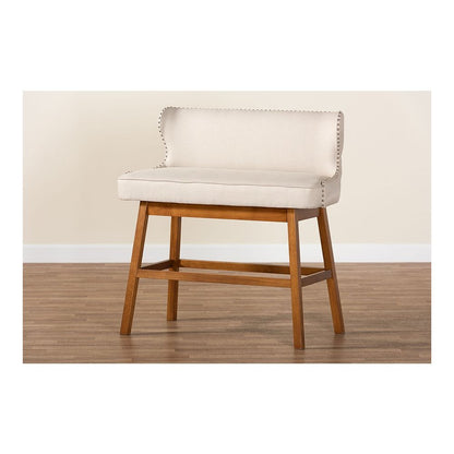 Light Beige Fabric Button-tufted Upholstered Bar Bench Banquette
