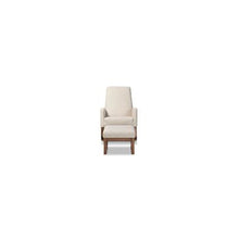 Light Beige Fabric Upholstered Rocking Chair and Ottoman Set
