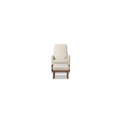 Light Beige Fabric Upholstered Rocking Chair and Ottoman Set