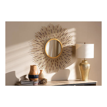Apollonia Modern and Contemporary Gold Finished Sunburst Accent Wall Mirror