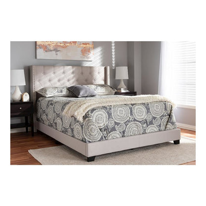 Brady Modern and Contemporary Beige Fabric Upholstered King Size Bed