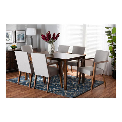 Walnut Brown Finished Wood 7-Piece Dining Set