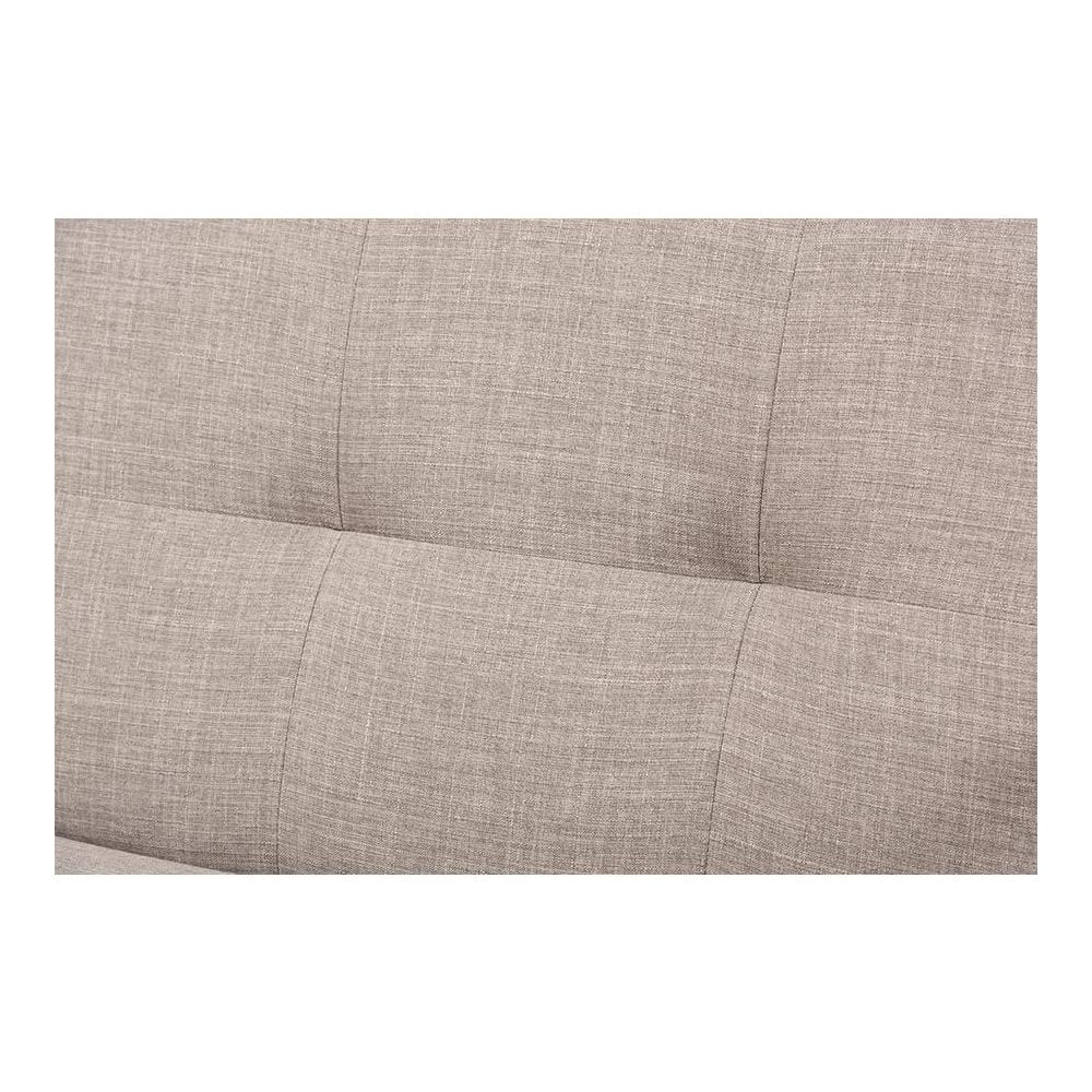 Walnut Wood Light Grey Fabric Tufted Livingroom Sofa Set