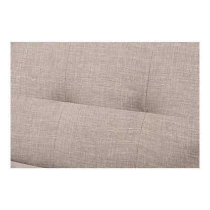 Bianca Mid-Century Modern Walnut Wood Light Grey Fabric Tufted 3-Seater Sofa
