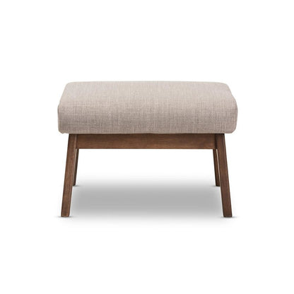 Baxton Studio Bianca Mid-Century Modern Walnut Wood Light Grey Fabric Ottoman