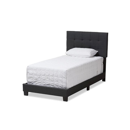 Brookfield Modern and Contemporary Charcoal Grey Fabric Twin Size Bed