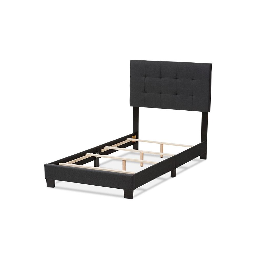 Brookfield Modern and Contemporary Charcoal Grey Fabric Twin Size Bed