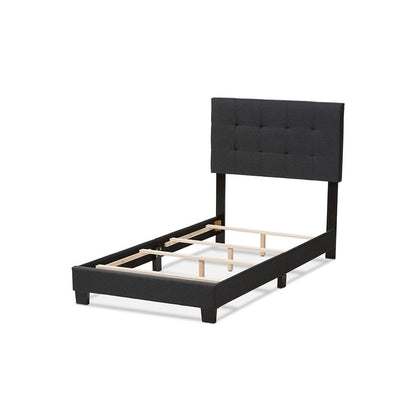 Brookfield Modern and Contemporary Charcoal Grey Fabric Twin Size Bed