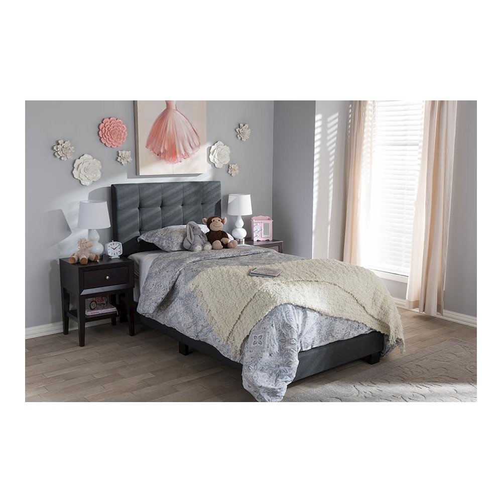 Brookfield Modern and Contemporary Charcoal Grey Fabric Twin Size Bed