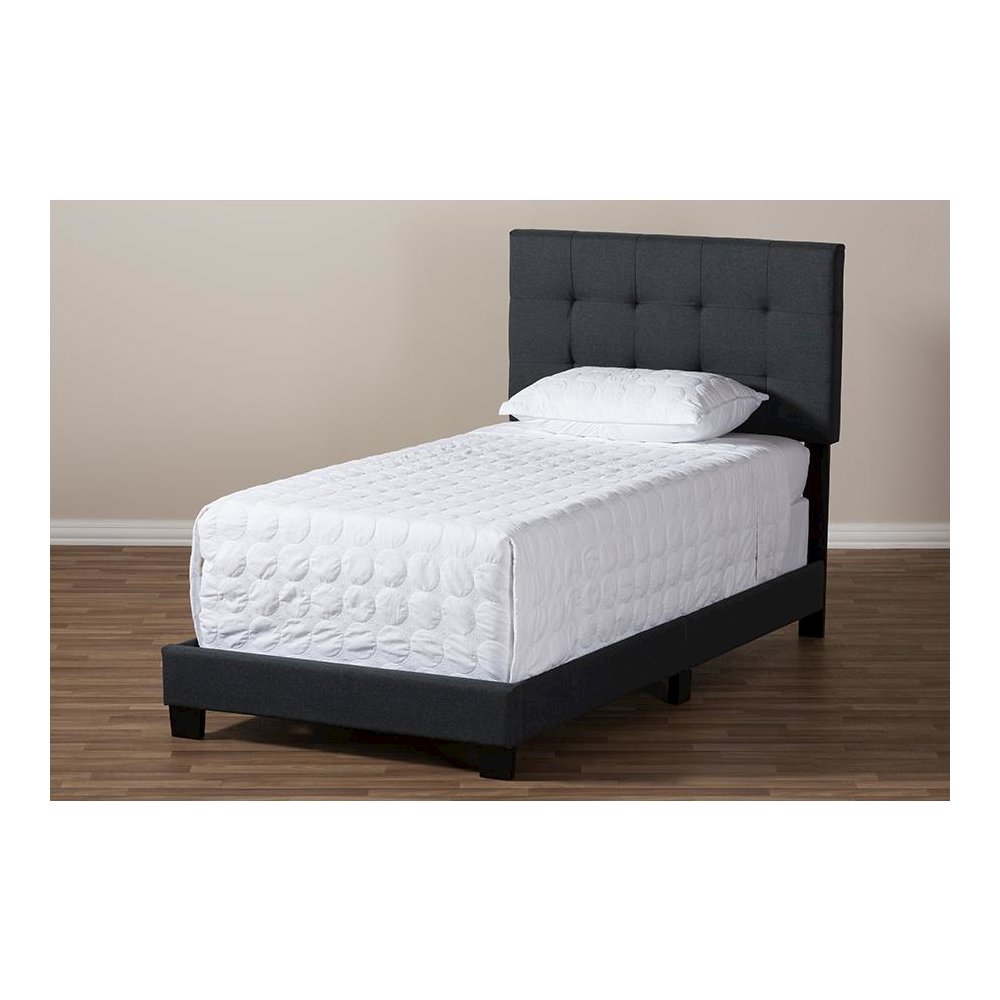 Brookfield Modern and Contemporary Charcoal Grey Fabric Twin Size Bed