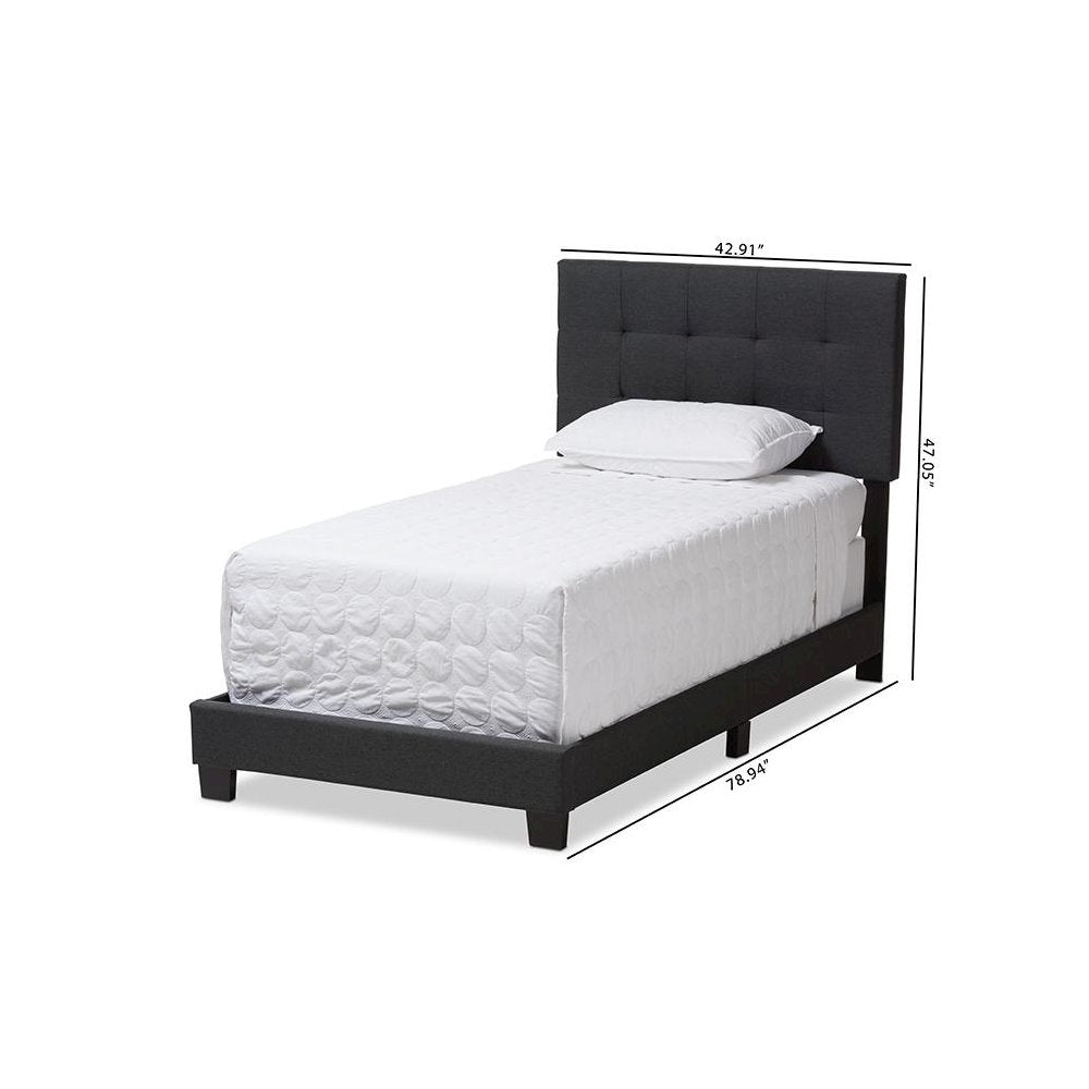 Brookfield Modern and Contemporary Charcoal Grey Fabric Twin Size Bed
