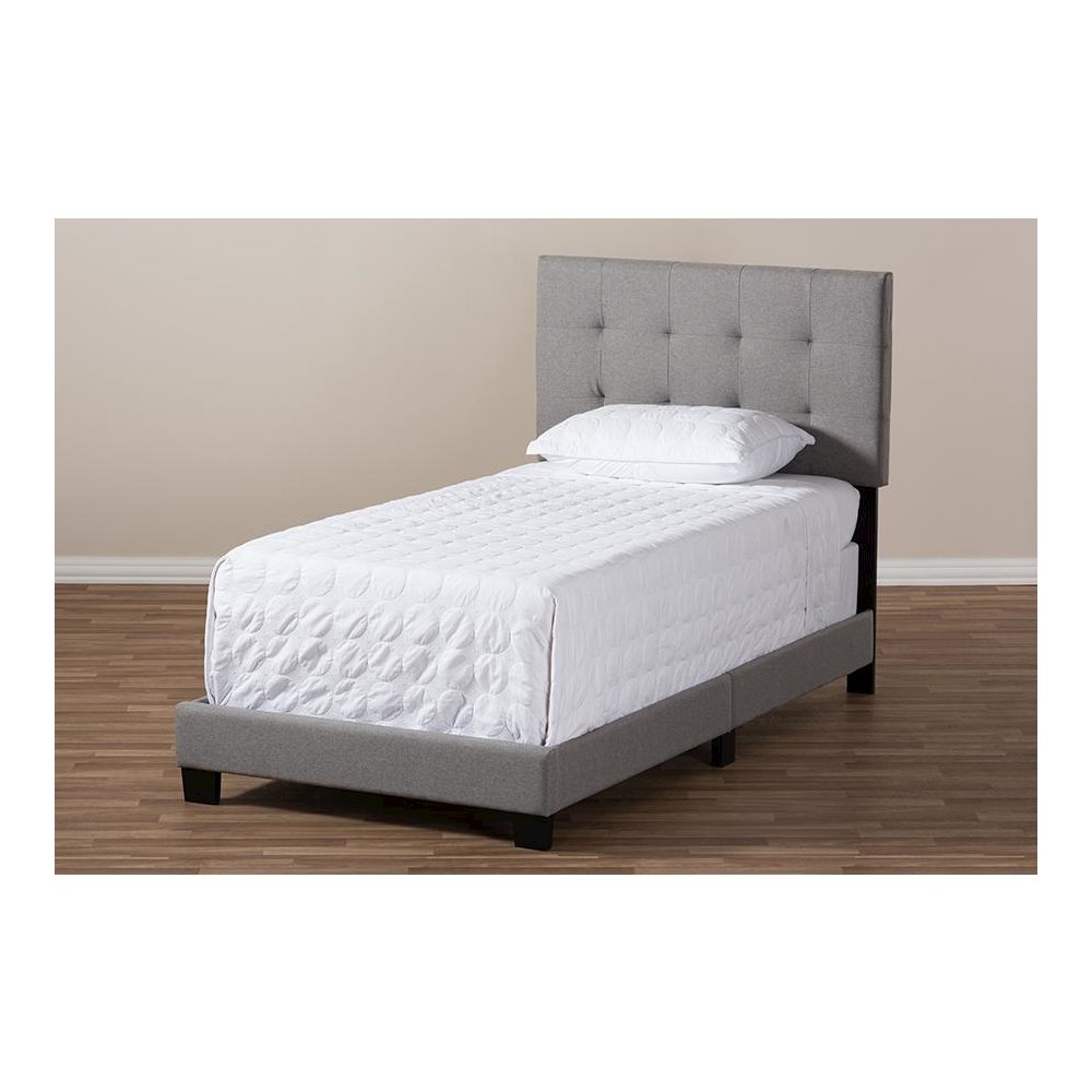 Baxton Studio Brookfield Modern and Contemporary Light Grey Fabric Twin Size Bed