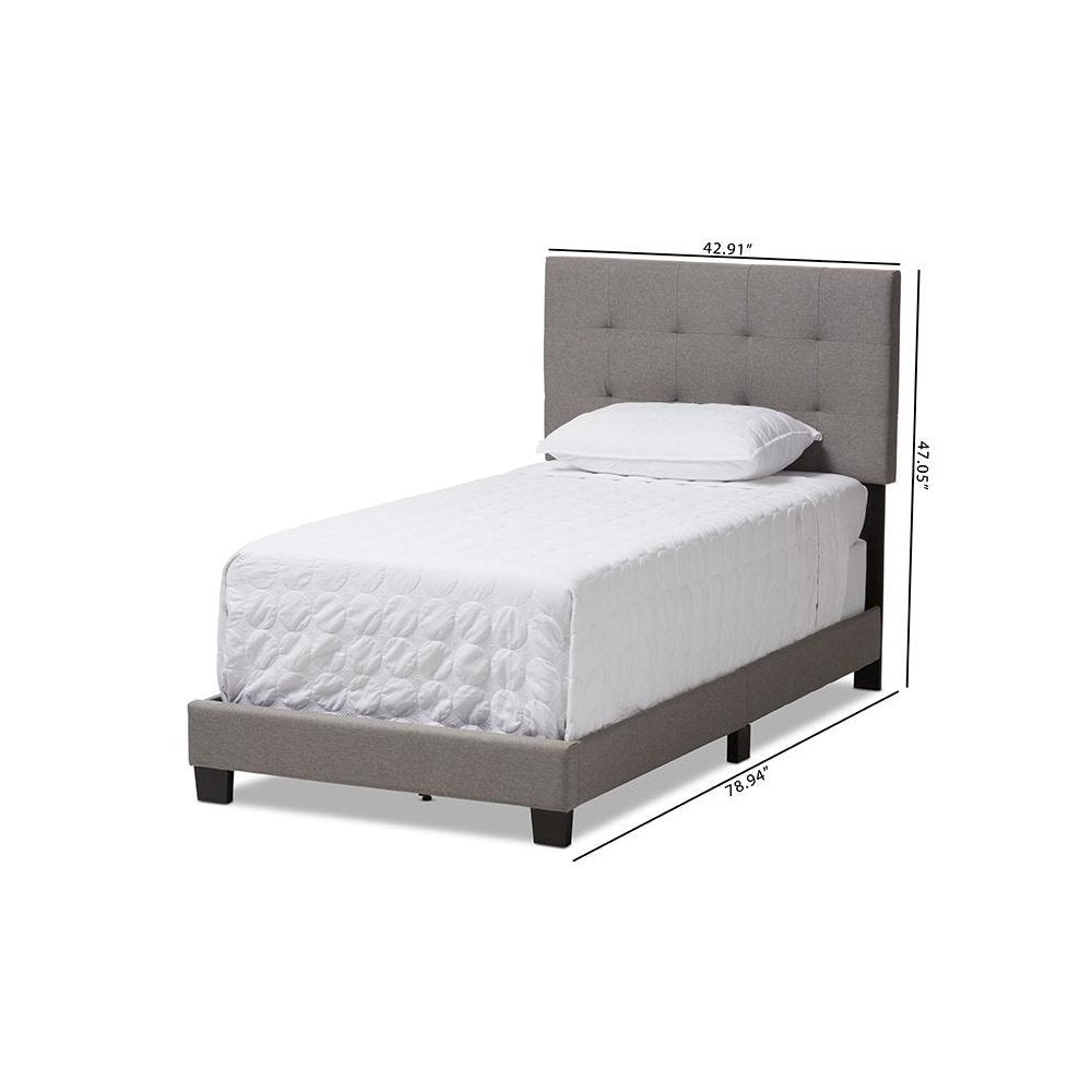 Baxton Studio Brookfield Modern and Contemporary Light Grey Fabric Twin Size Bed