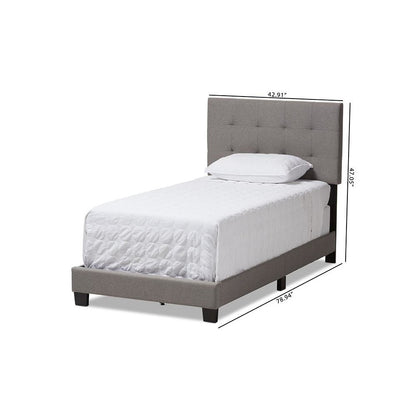 Baxton Studio Brookfield Modern and Contemporary Light Grey Fabric Twin Size Bed