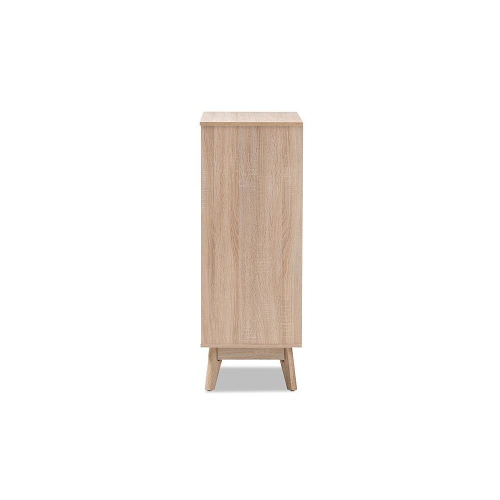 Baxton Studio Fella Mid-Century Modern Two-Tone Oak and Grey Wood 5-Drawer Chest