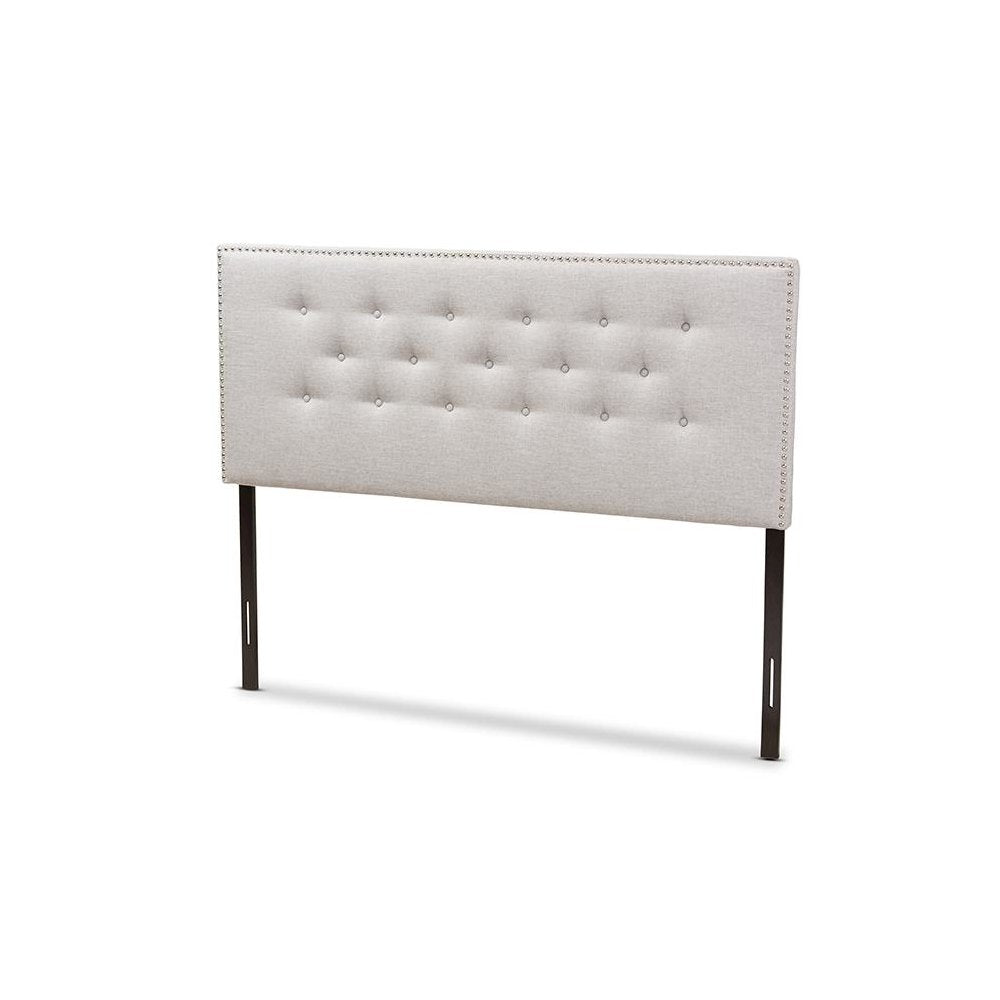 Greyish Beige Fabric Upholstered Full Size Headboard