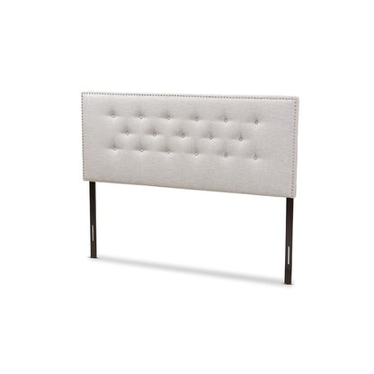 Greyish Beige Fabric Upholstered Full Size Headboard