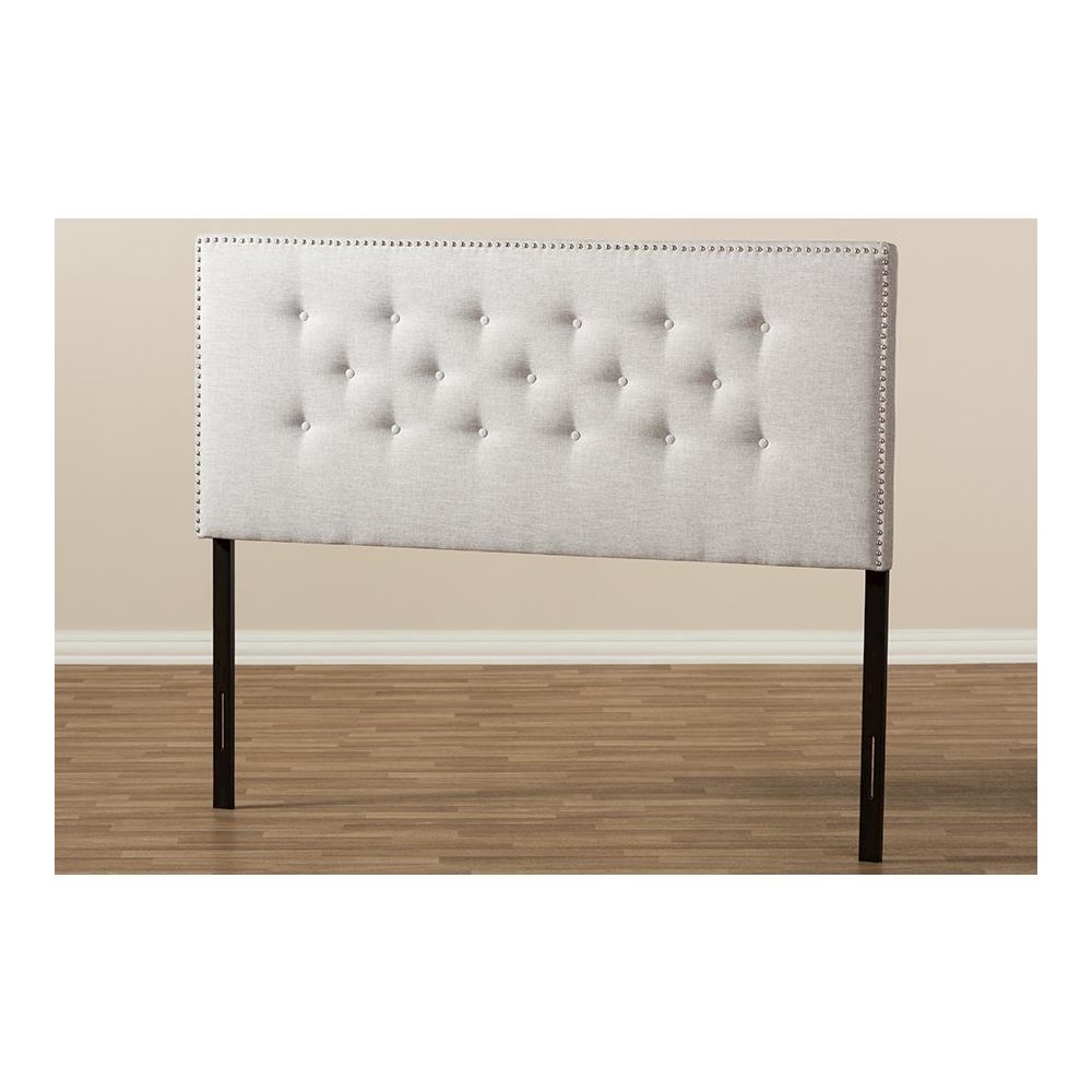 Greyish Beige Fabric Upholstered Full Size Headboard