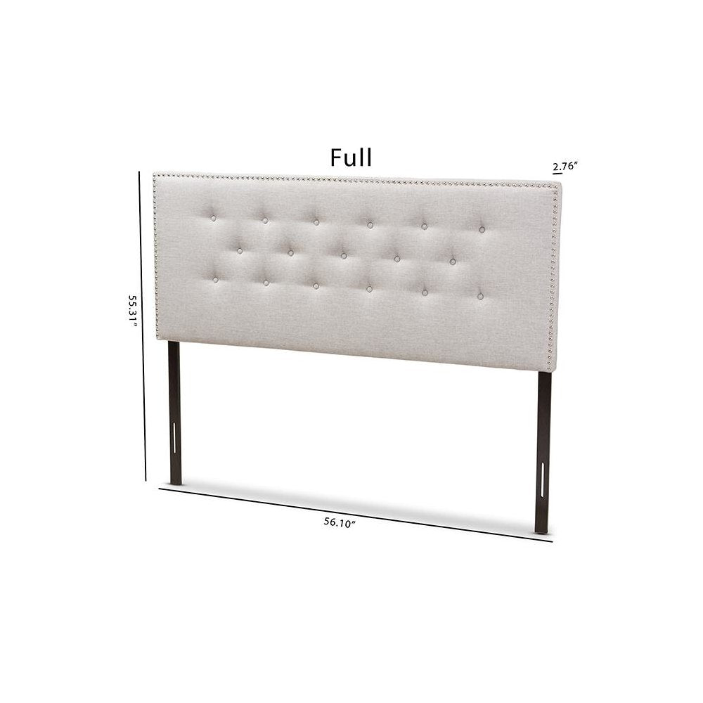 Greyish Beige Fabric Upholstered Full Size Headboard