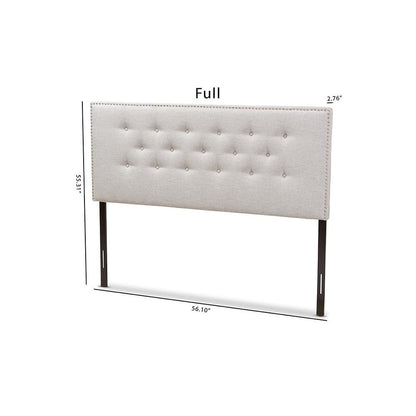 Greyish Beige Fabric Upholstered Full Size Headboard
