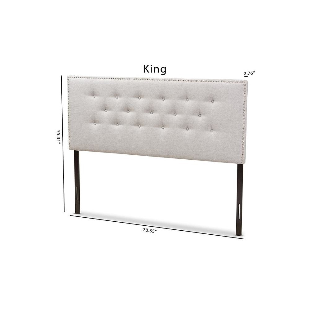 Greyish Beige Fabric Upholstered King Size Headboard