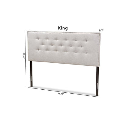 Greyish Beige Fabric Upholstered King Size Headboard