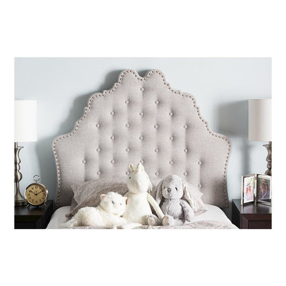 Hilda Modern and Contemporary Greyish Beige Fabric Twin Size Headboard