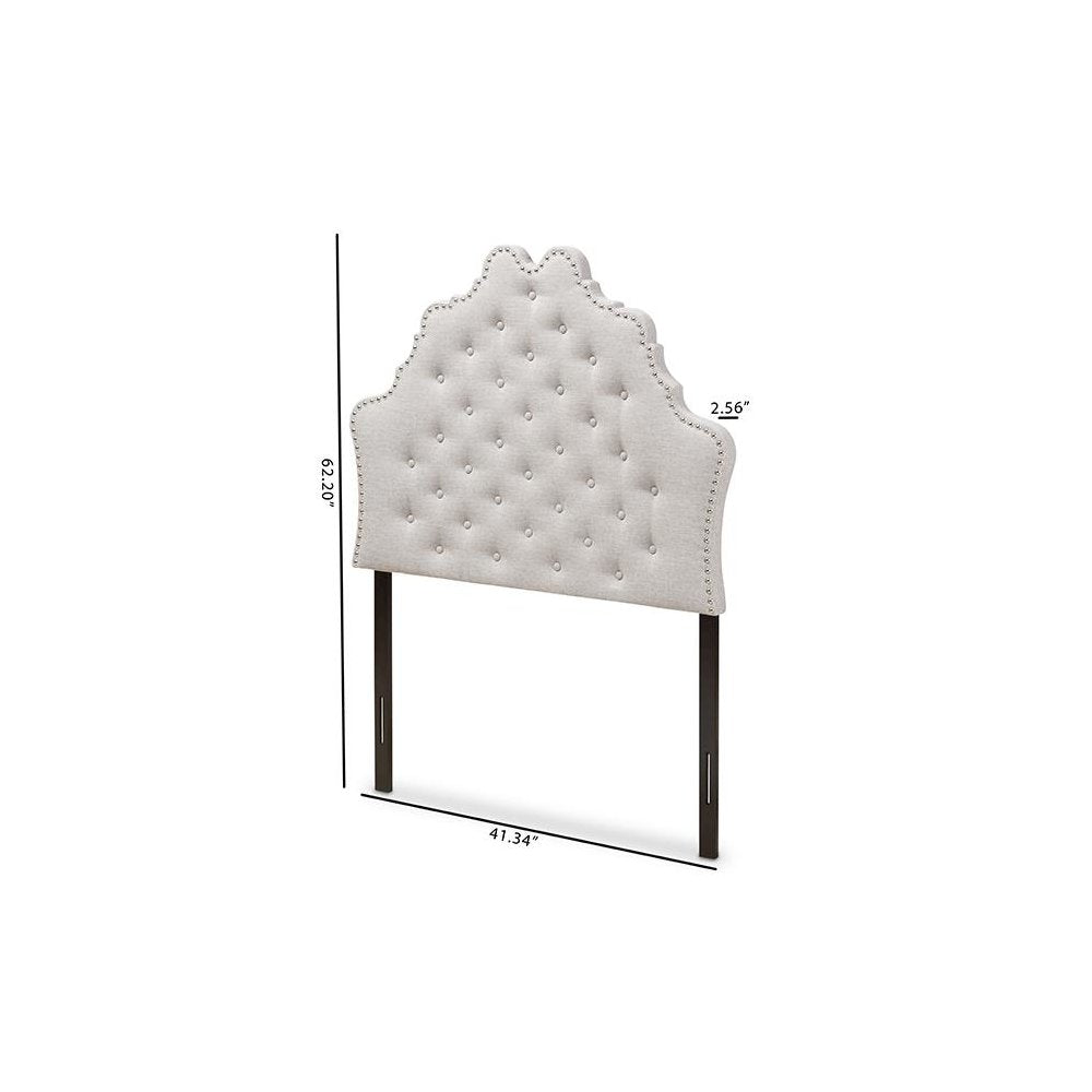 Hilda Modern and Contemporary Greyish Beige Fabric Twin Size Headboard