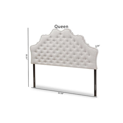 Hilda Modern and Contemporary Greyish Beige Fabric Queen Size Headboard