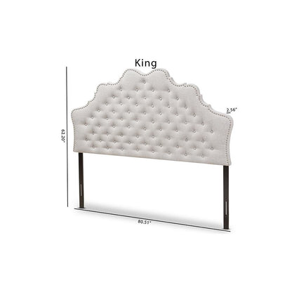 Hilda Modern and Contemporary Greyish Beige Fabric King Size Headboard