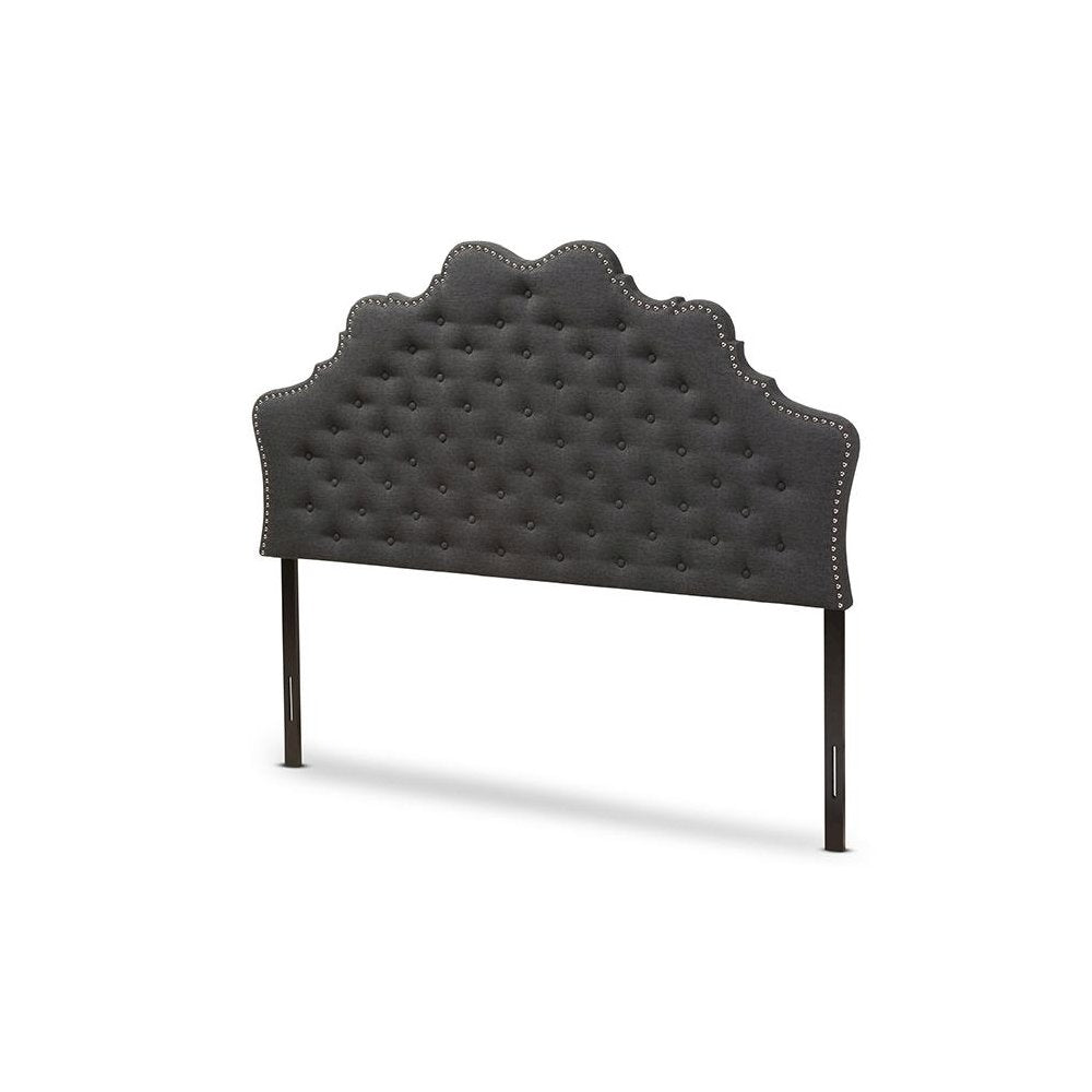 Hilda Modern and Contemporary Dark Grey Fabric Queen Size Headboard