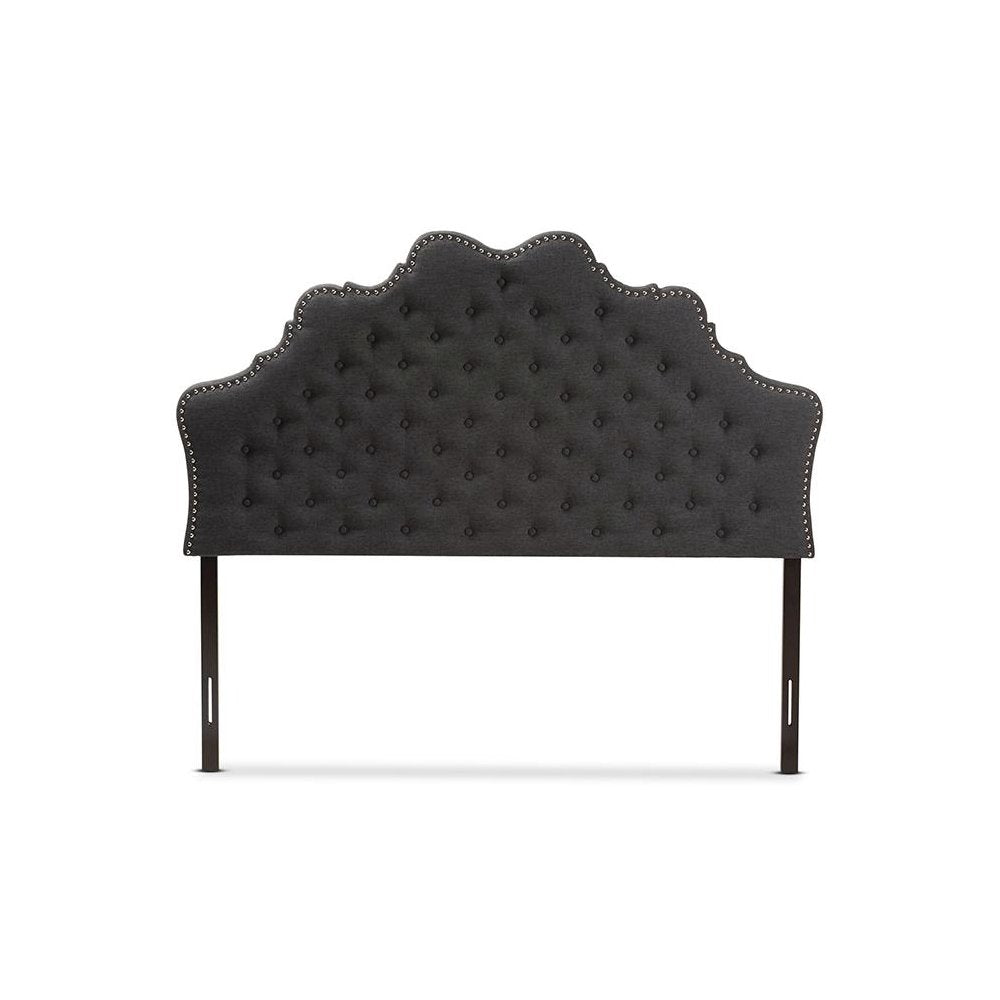 Hilda Modern and Contemporary Dark Grey Fabric Queen Size Headboard