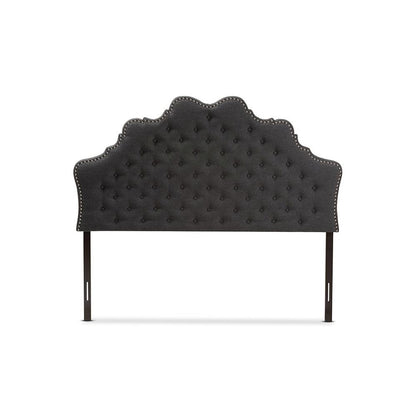 Hilda Modern and Contemporary Dark Grey Fabric Queen Size Headboard