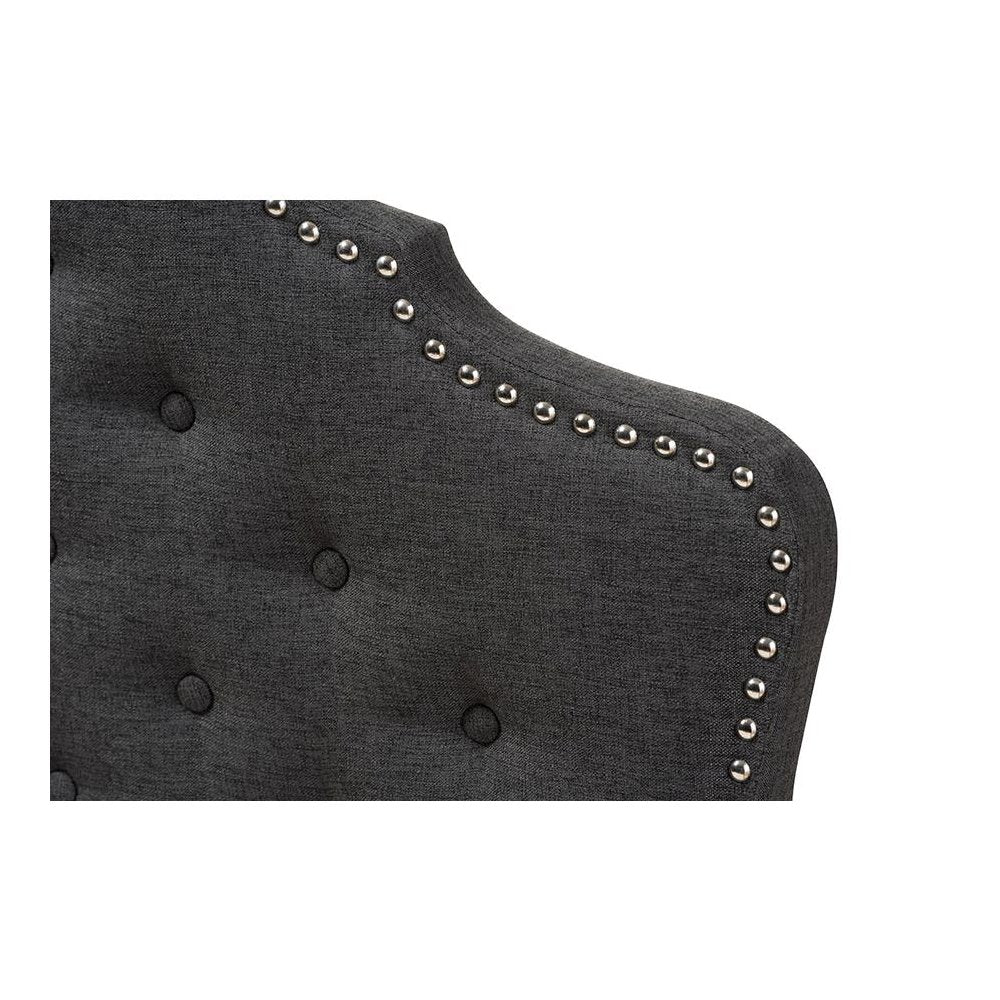 Hilda Modern and Contemporary Dark Grey Fabric Queen Size Headboard