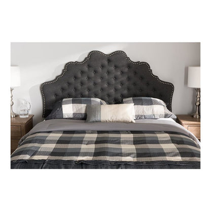 Hilda Modern and Contemporary Dark Grey Fabric Queen Size Headboard