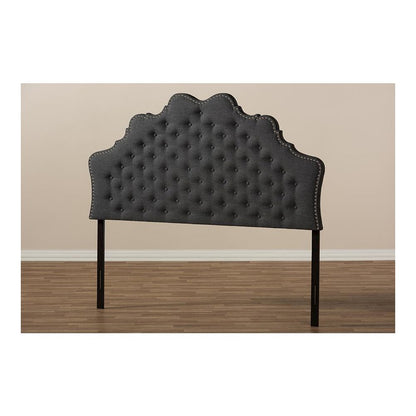 Hilda Modern and Contemporary Dark Grey Fabric Queen Size Headboard