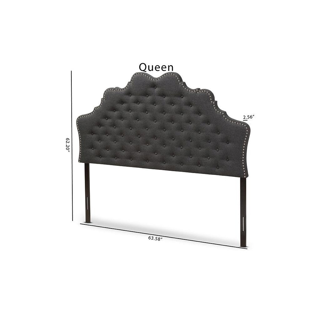 Hilda Modern and Contemporary Dark Grey Fabric Queen Size Headboard