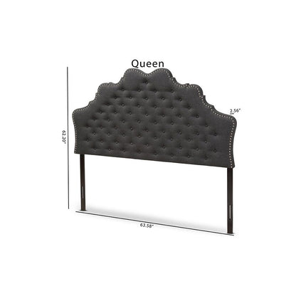 Hilda Modern and Contemporary Dark Grey Fabric Queen Size Headboard
