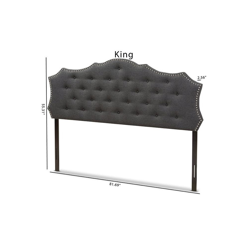 Aurora Modern and Contemporary Dark Grey Fabric King Size Headboard